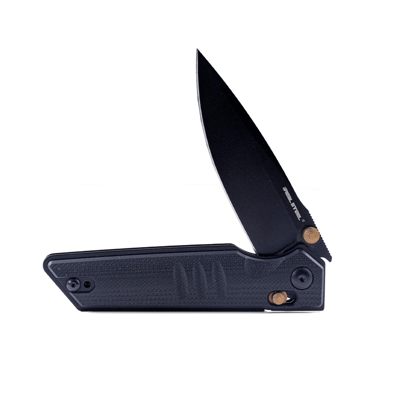 RealSteel Sacra Tactical Slide Lock Folding Pocket Knife -3.31" Black Böhler K110 Blade and G10 Handle with Integral Frame, Designed by Jakub Wieczorkiewicz knife Real Steel spo-default, spo-disabled, spo-notify-me-disabled Real Steel www.realsteelknives.com